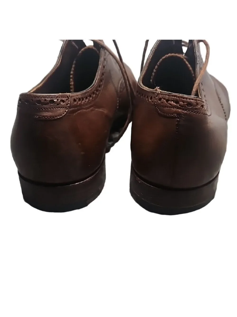 Barker Black Bespoke Wingtip Oxfords Brown Leather Handmade England Size 10.5